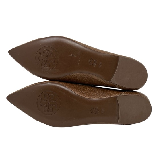 Tory Burch Tan Leather Flats with Gold Accent - Picture 6 of 9